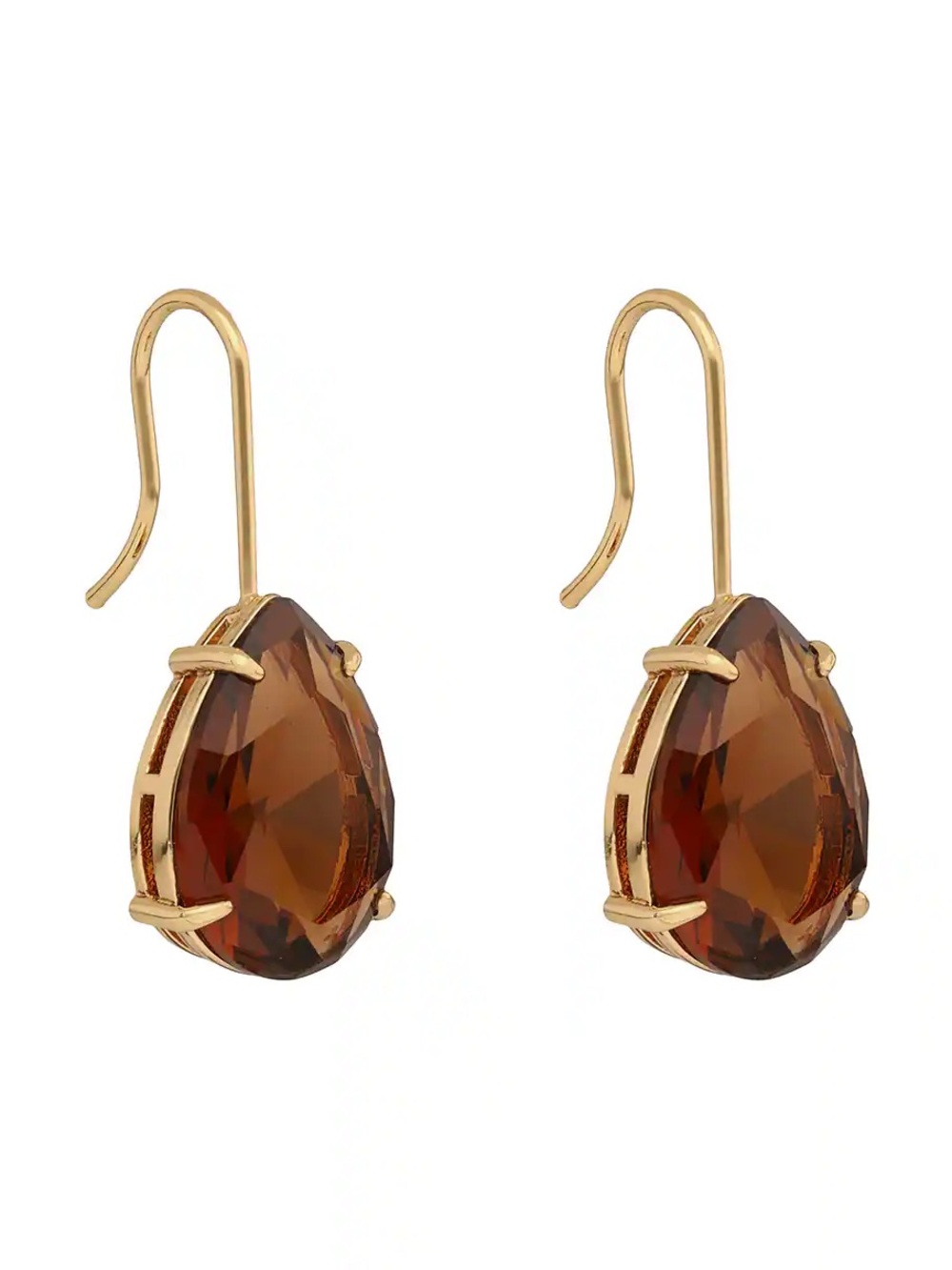 NEW LAUREN Ralph Lauren Brown Teardrop Crystal Drop Earrings - Picture 6 of 10